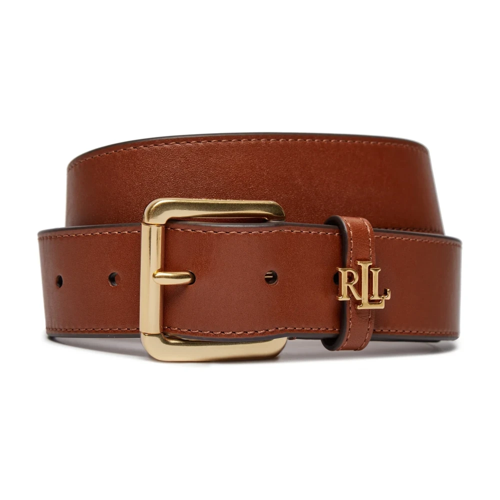 Ralph Lauren Leren Logo Keeper Riem Brown Dames