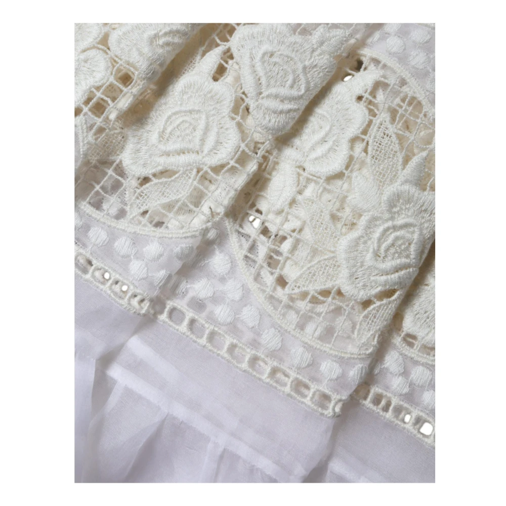 Dolce & Gabbana Witte Bloemenkant Maxi Jurk White Dames