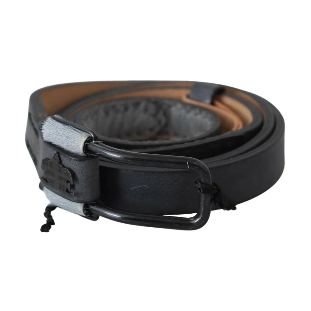 Ermanno Scervino Women's Black Belts, 85 Cm, Leather Belt With Logo Buckle