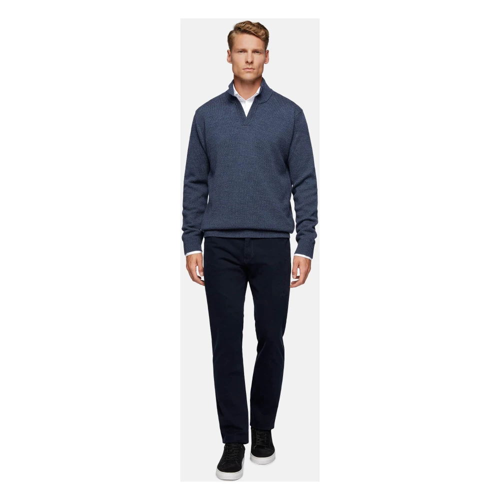 Boggi Milano Merino Wol Trui met Ronde Halslijn 7 Gg Beige Heren