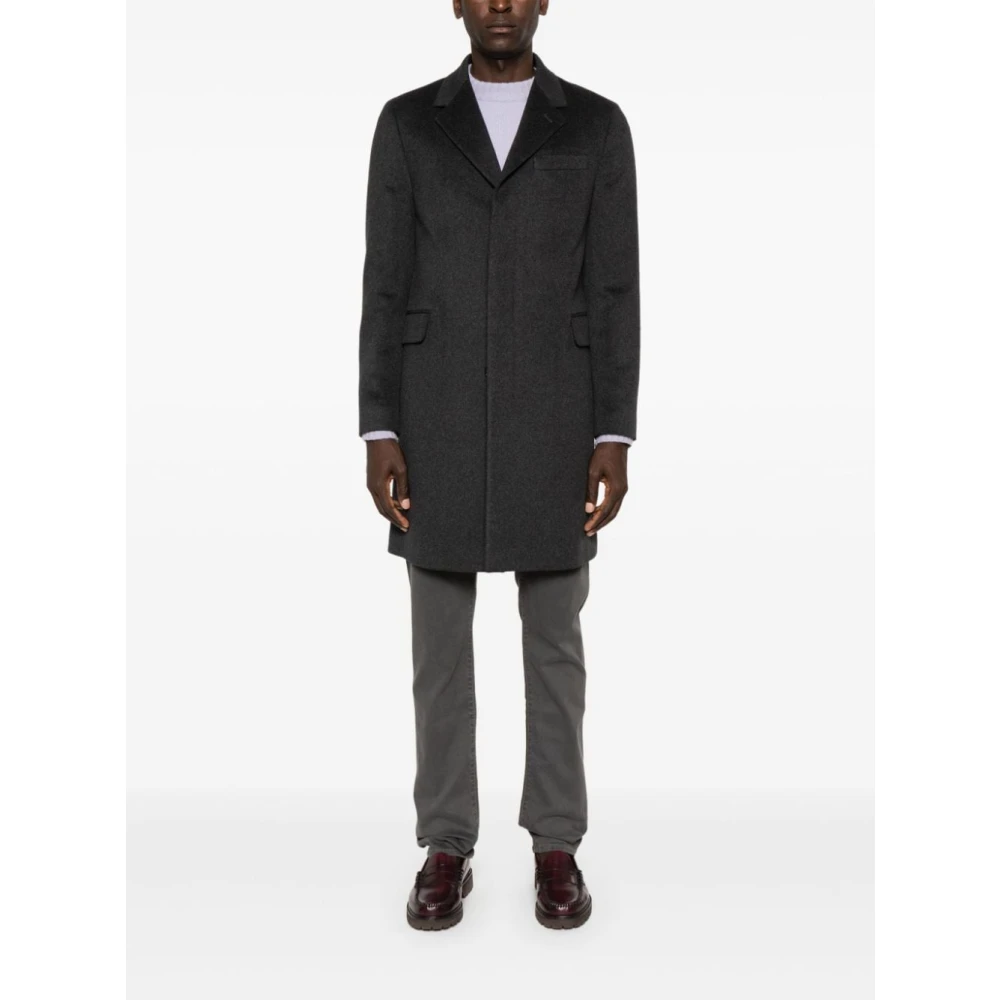 PS By Paul Smith Grijze Wollen Blend Geëmbosseerde Jas Gray Heren