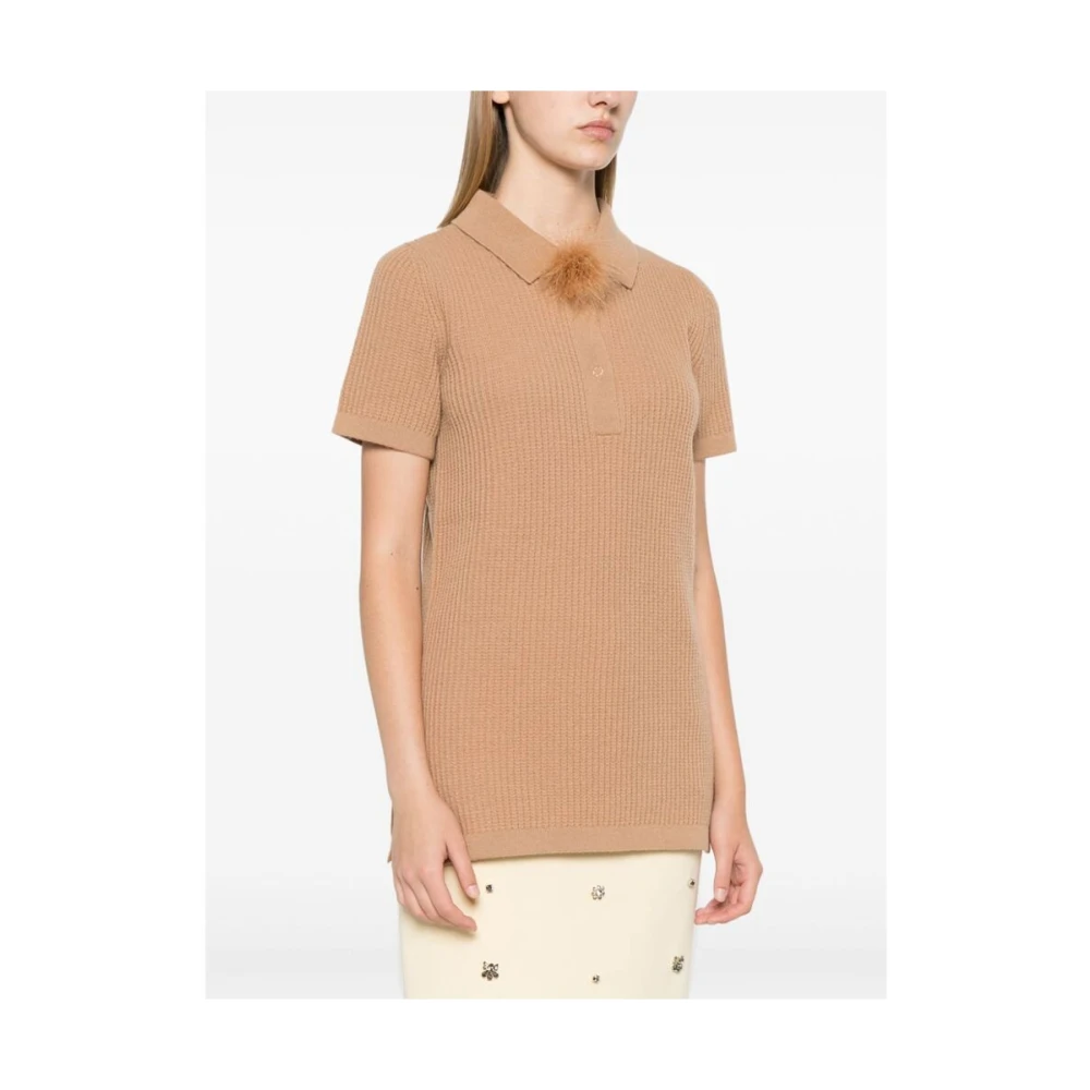 Blumarine Veren Detail Gebreide Trui Brown Dames