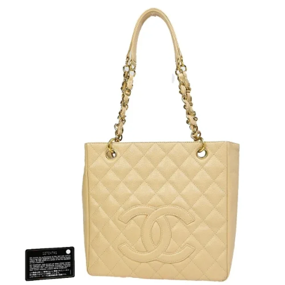 Chanel Vintage Pre-owned Leather totes Beige Dames