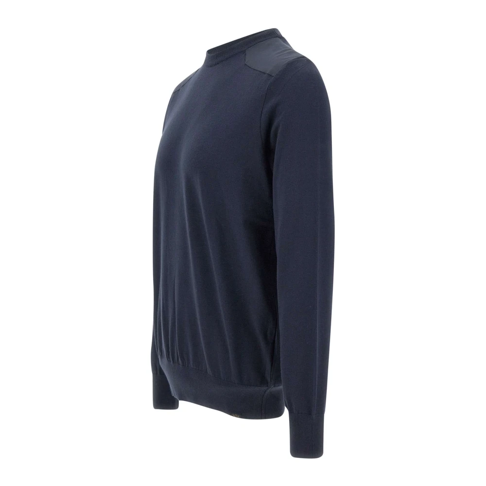 PAUL & SHARK Blauwe Crew Neck Sweater met Contrasterende Inzetstukken Blue Heren