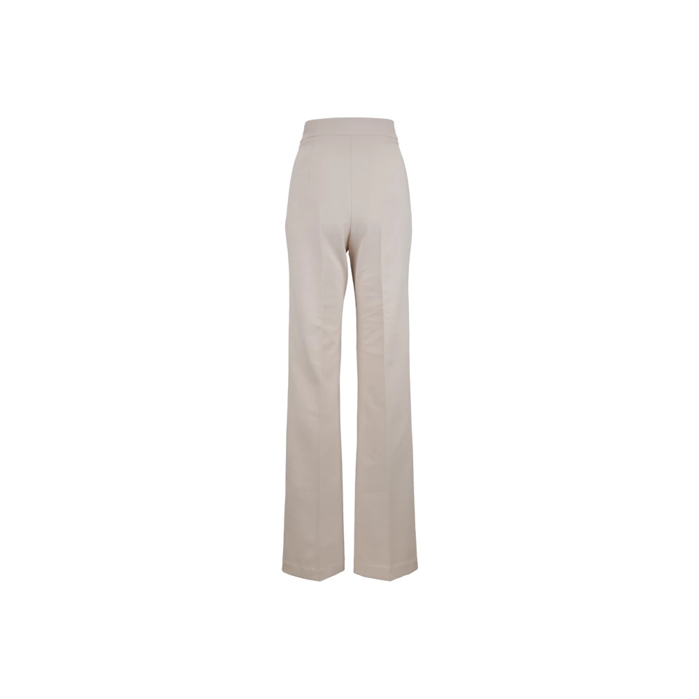 Elisabetta Franchi Gouden Metalen Rits Haak Broek Beige Dames