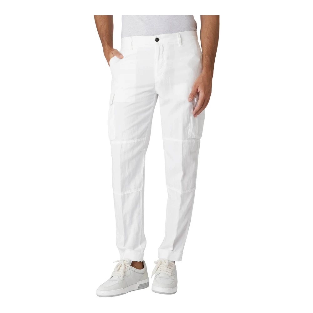 Eleventy Cargo broek in lyocell linnen en katoen White Heren