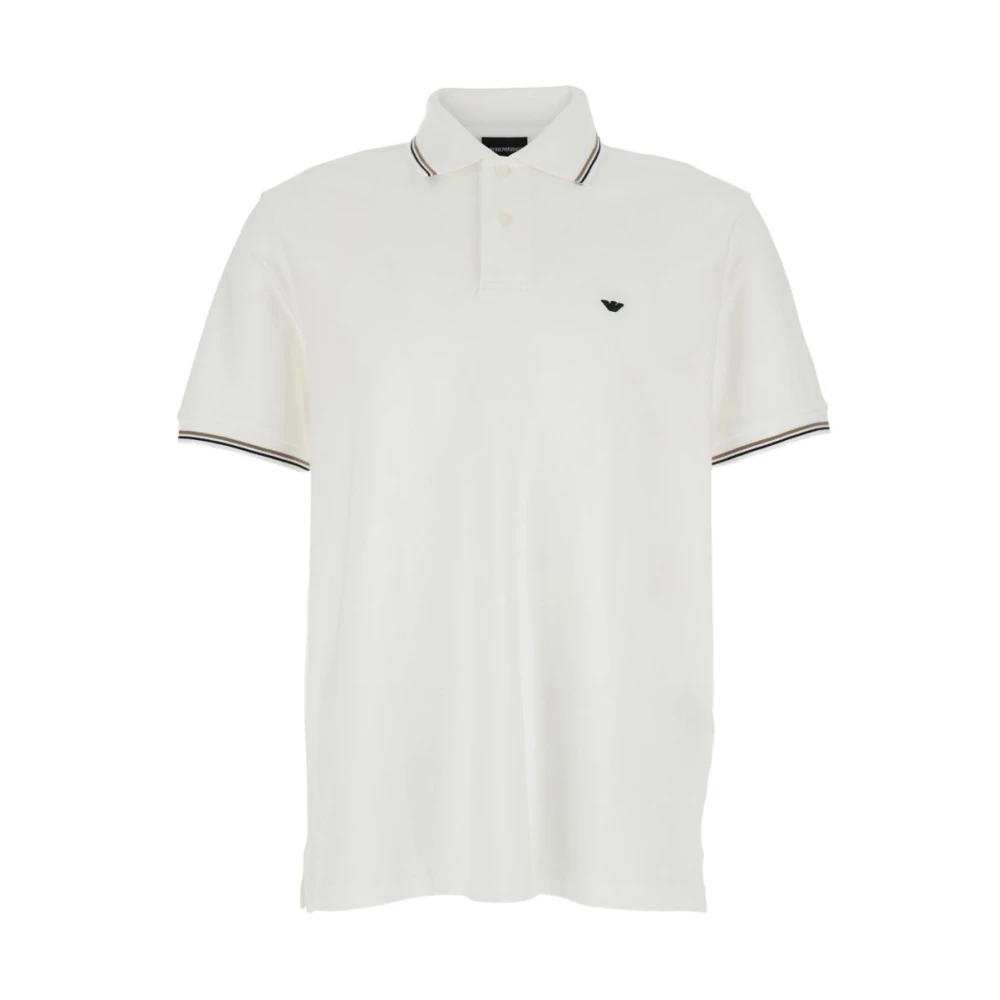Emporio Armani Mannelijk Wit Tops Heren, 2XL, Katoen, Logo Polo Shirt