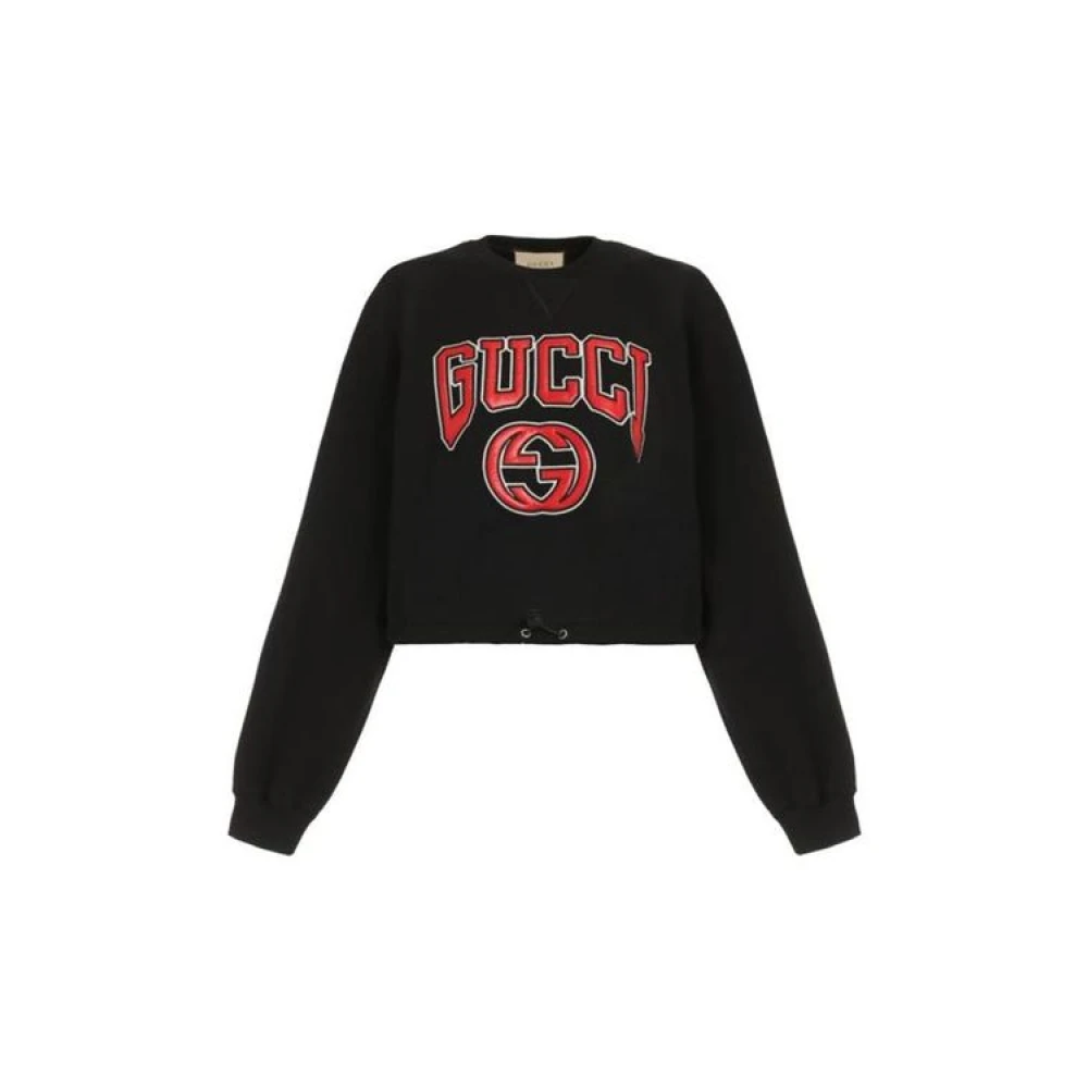 Gucci Crop Fleece Back Sweats Black Dames