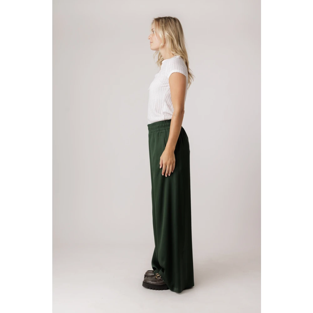 drykorn Groene Glanzende Elastische Taillebroek Green Dames