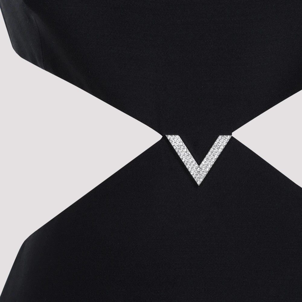 Valentino Zwarte Mini Jurk met V Logo Black Dames