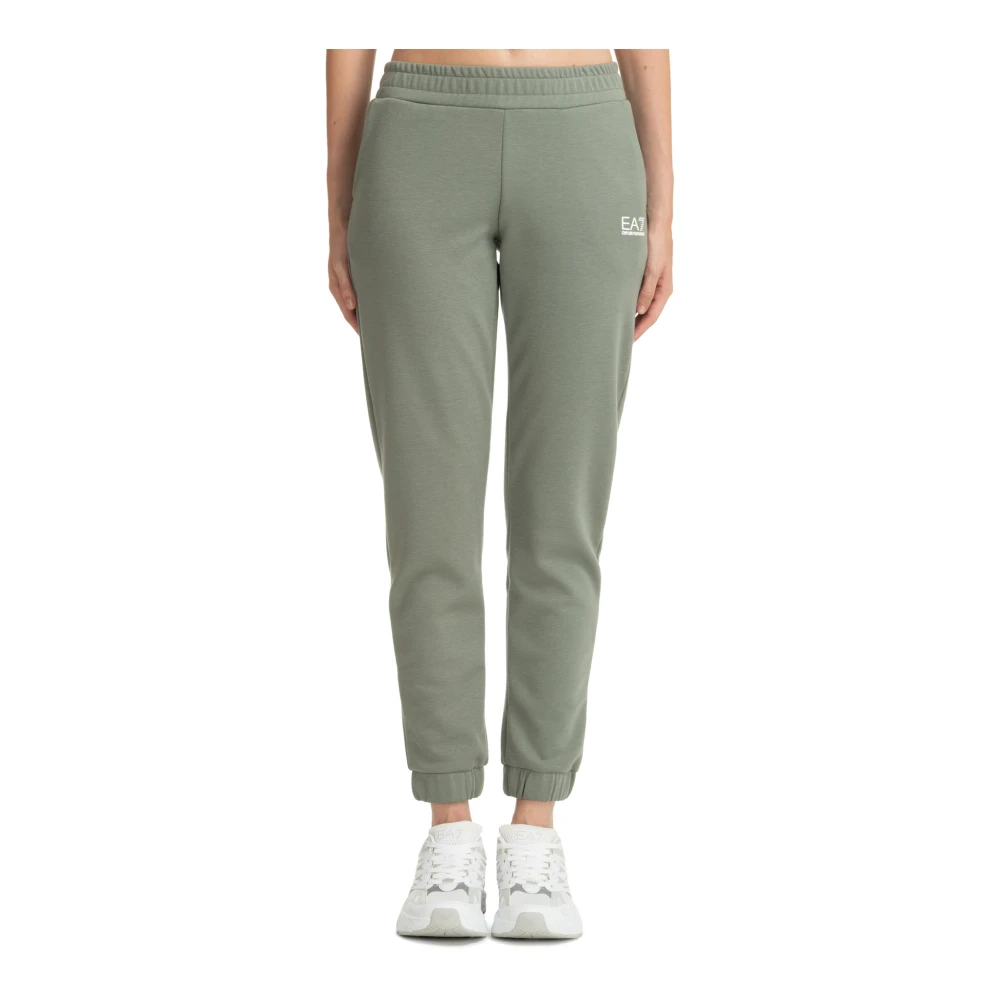 Emporio Armani EA7 Elastische taille joggers met logo Green Dames