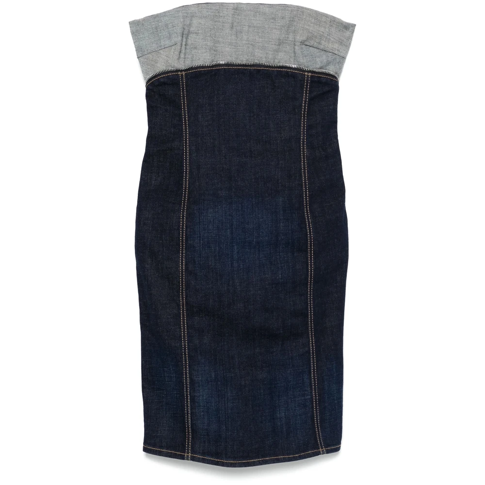 Dsquared2 Indigo Blauw Gevoerd Lijfje Jurk Blue Dames