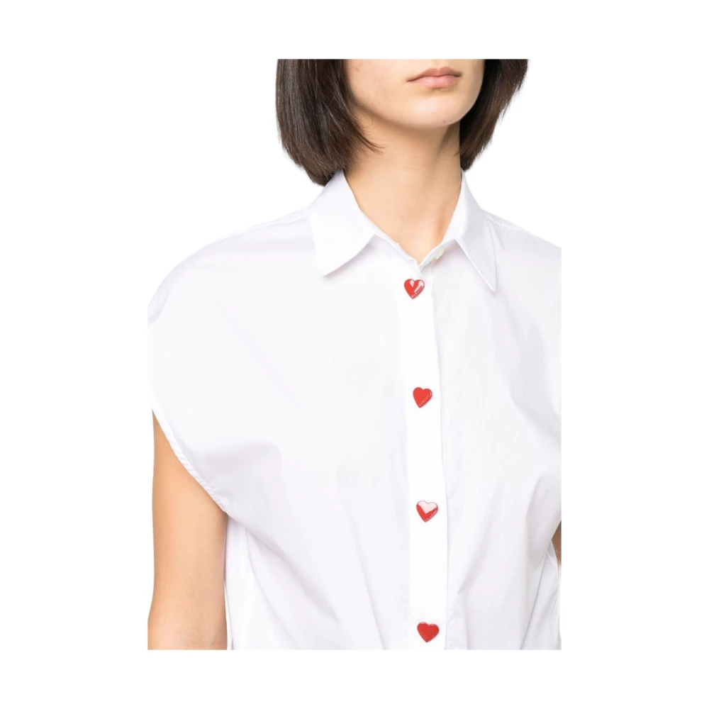 Love Moschino Hartknoop Mouwloze Shirt White Dames