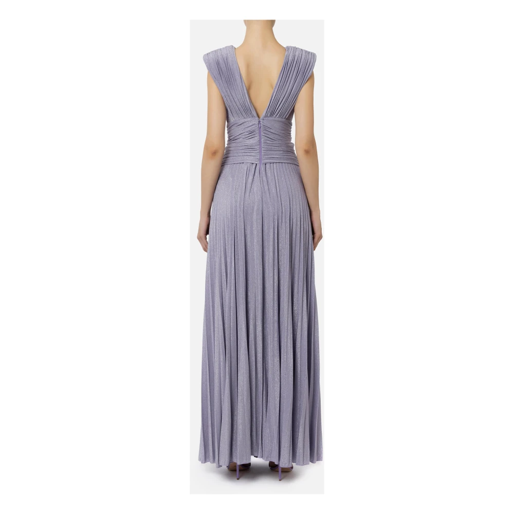 Elisabetta Franchi Lila Lurex Jersey Rode Loper Jurk Purple Dames