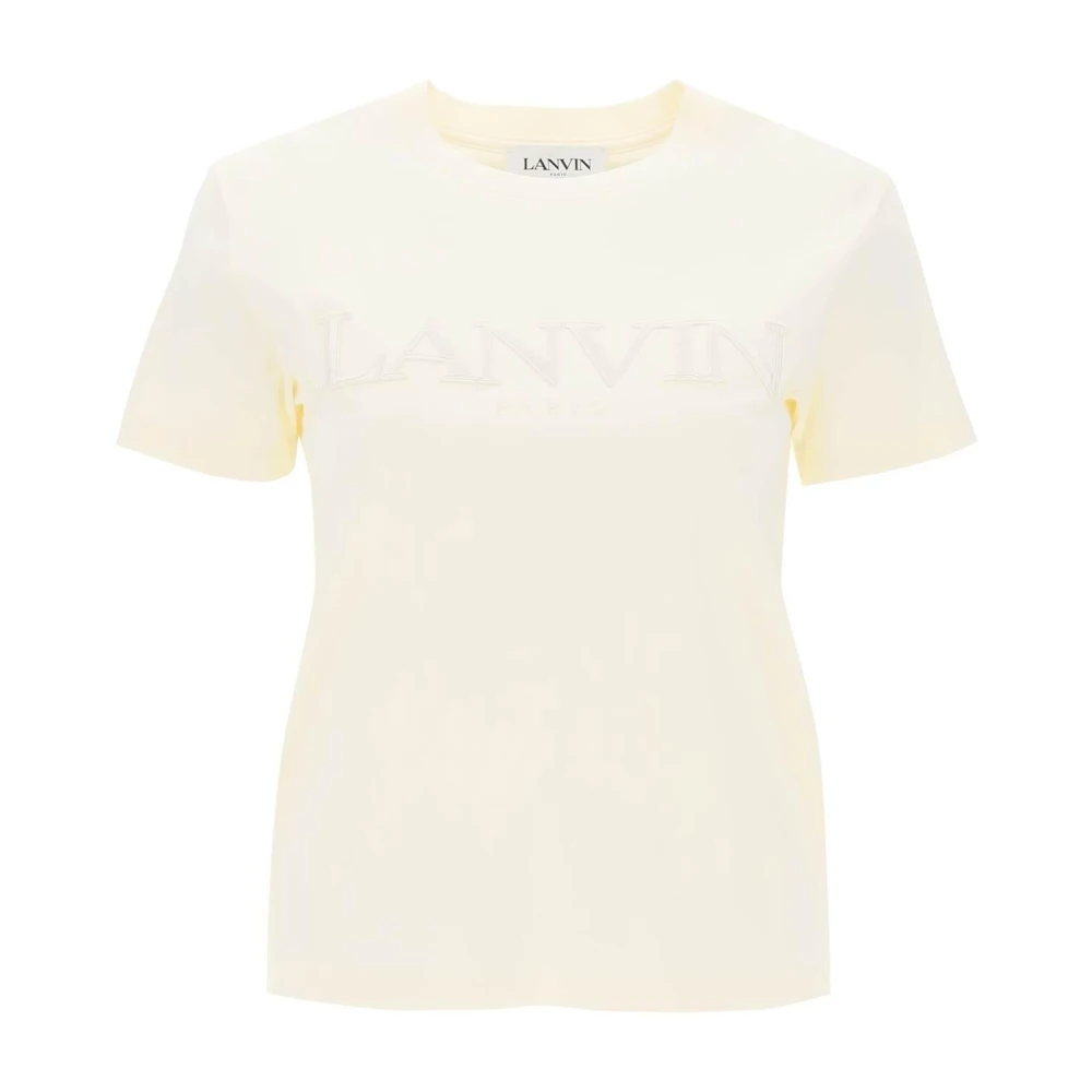 Lanvin Logo Geborduurd T-Shirt White Dames