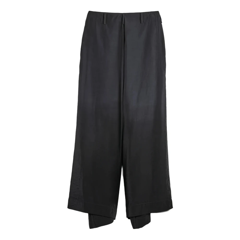Y-3 Women's Black Ut Dip Dye Wide Trousers - Wide Trousers - S - Trousers