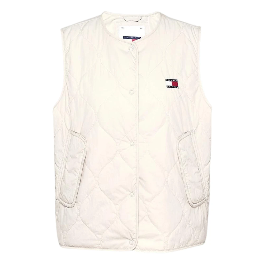 Tommy Hilfiger Waterafstotend Gewatteerd Mouwloos Jack Beige Dames