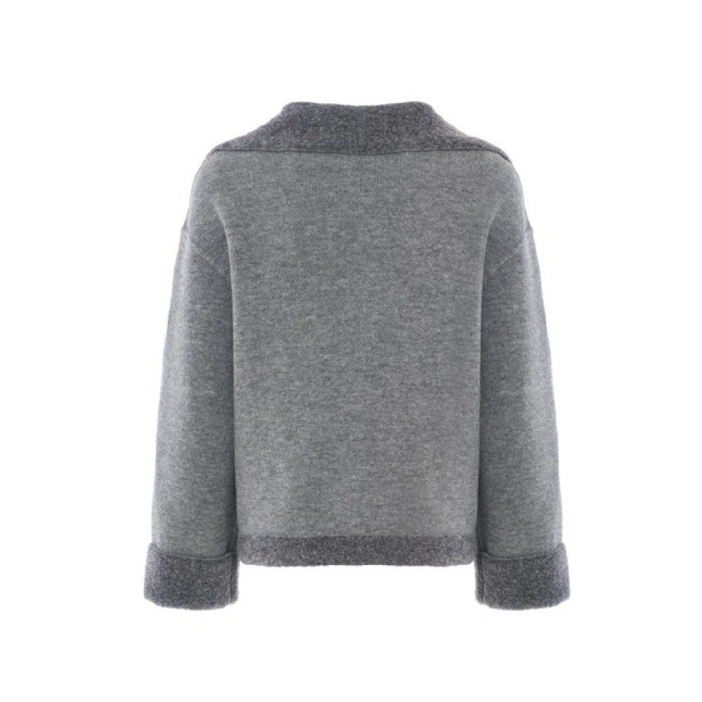 Windsor Oversized Gebreide Shearling Jas Gray Dames