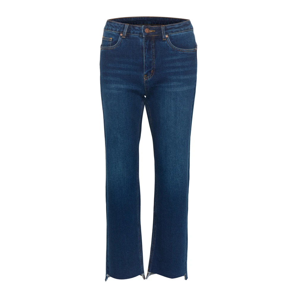 My Essential Wardrobe Hoge Straight Y Jeans Donkerblauw Blue Dames