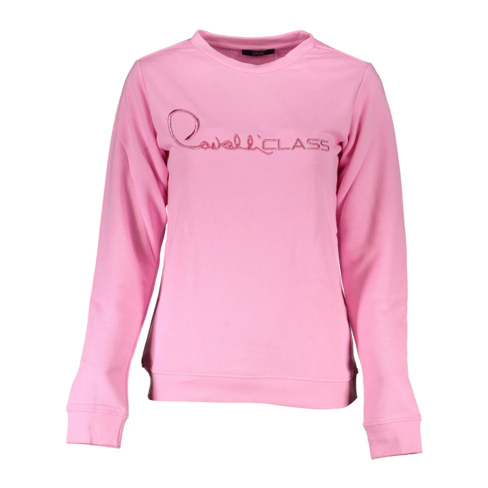 Cavalli Class Geborduurde Sweater met Geborstelde Afwerking Pink Dames
