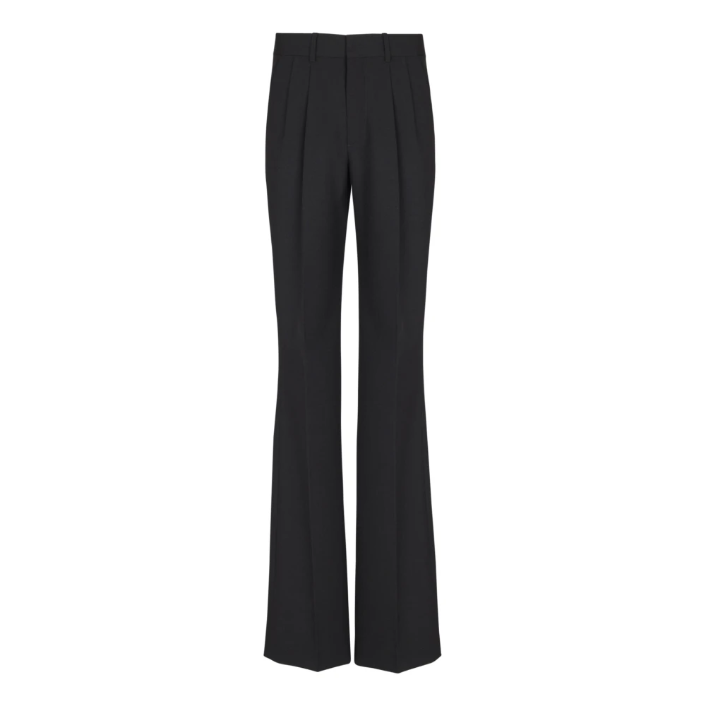 Balmain Black Wool Straight-Leg Trousers - Male - Wide Trousers - M - Trousers