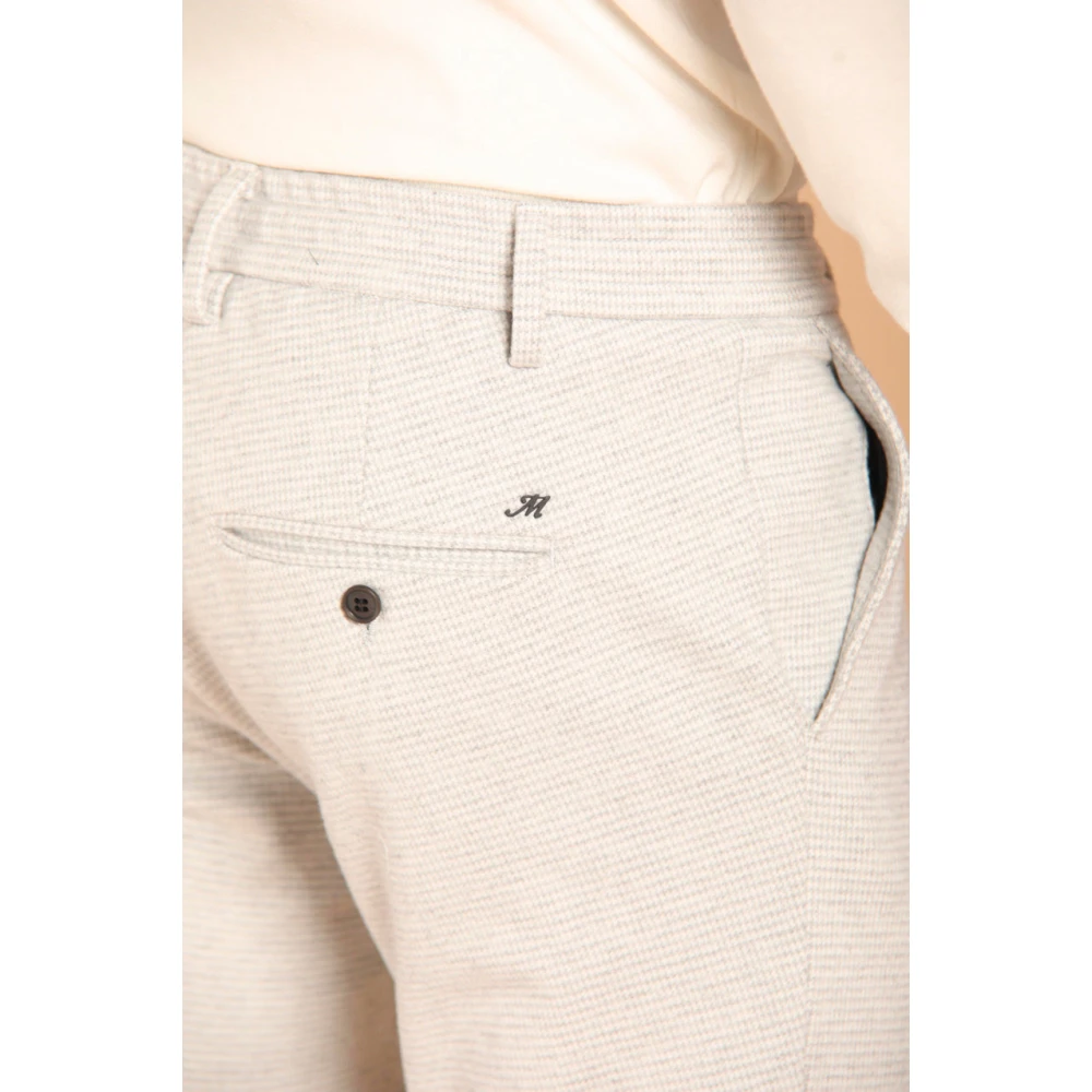 Mason's Slim Fit Houndstooth Chino Jogger Broek Gray Heren