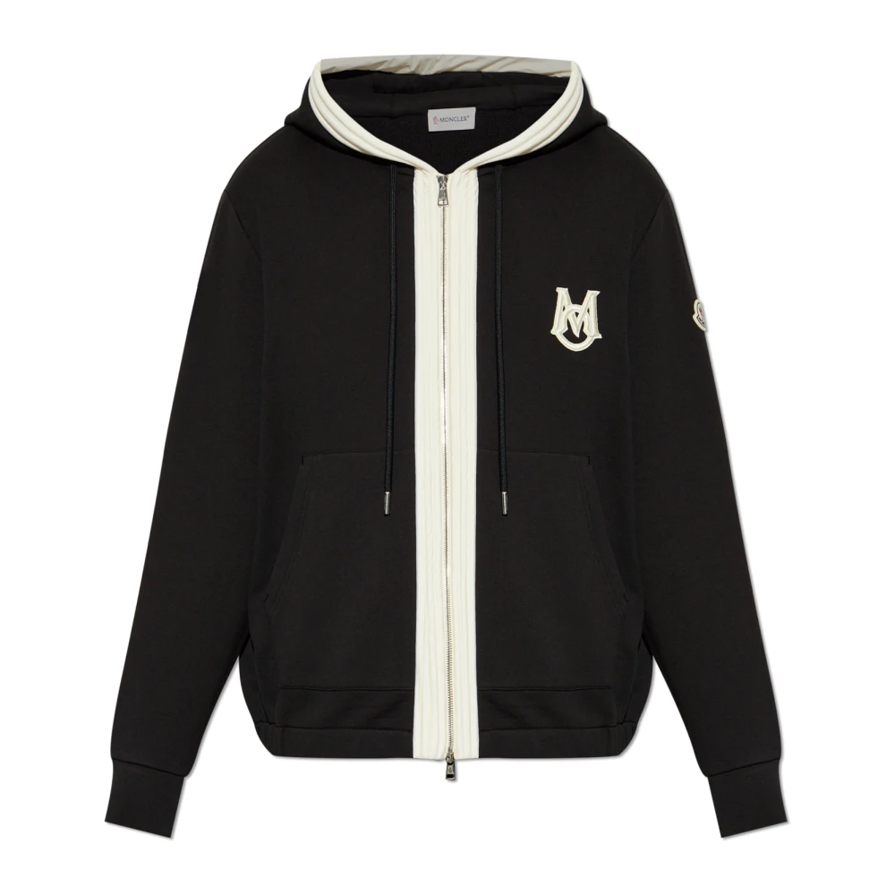 Moncler Men's Black Logo Sweatshirt - Zip-Throughs - S - Sweatshirts & Hoodies