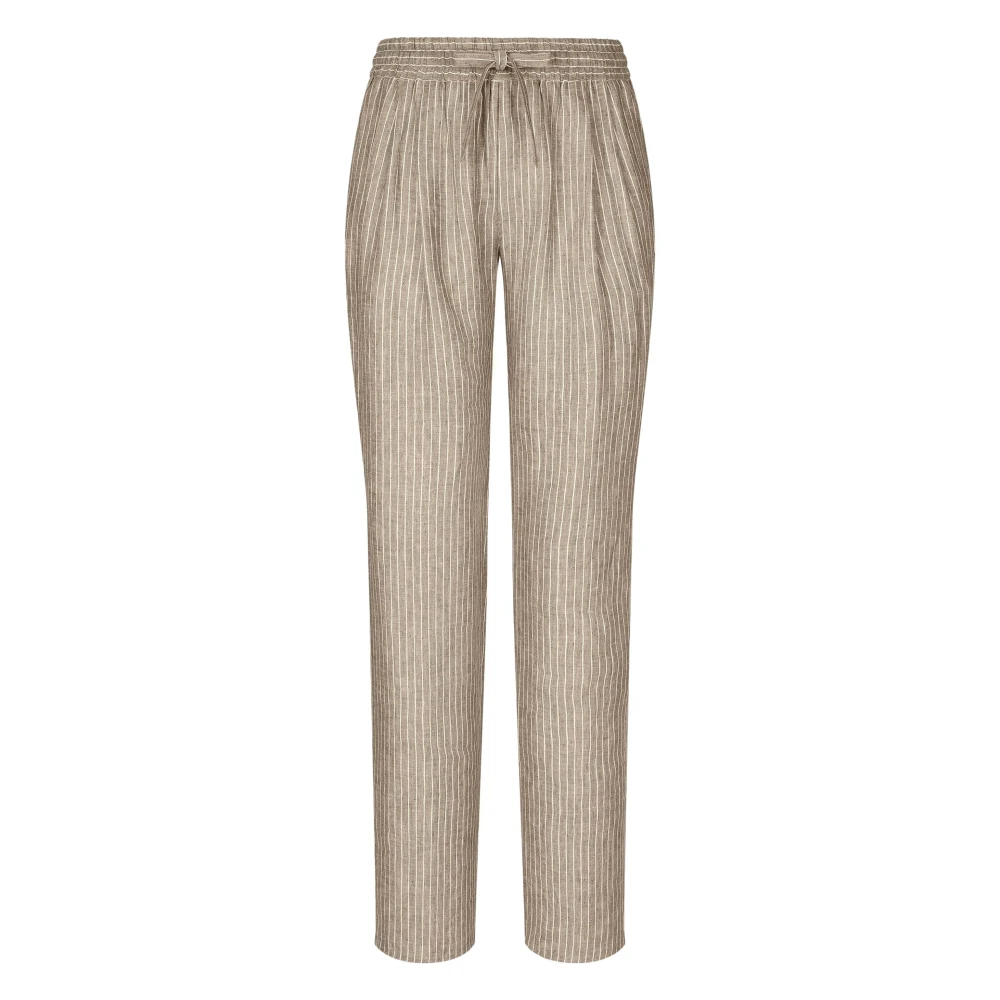 Dolce & Gabbana Beige Linen Jogging Trousers Pinstriped Beige Heren