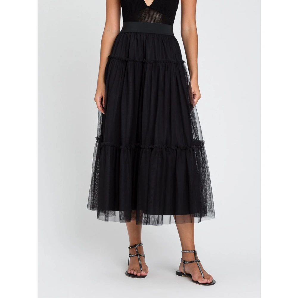 Twinset Zwarte Midi Rok Elegant Moderne Vrouw Black Dames
