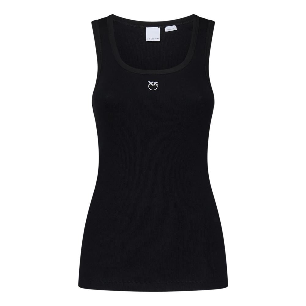 Pinko Zwarte Love Birds Logo Top Black Dames