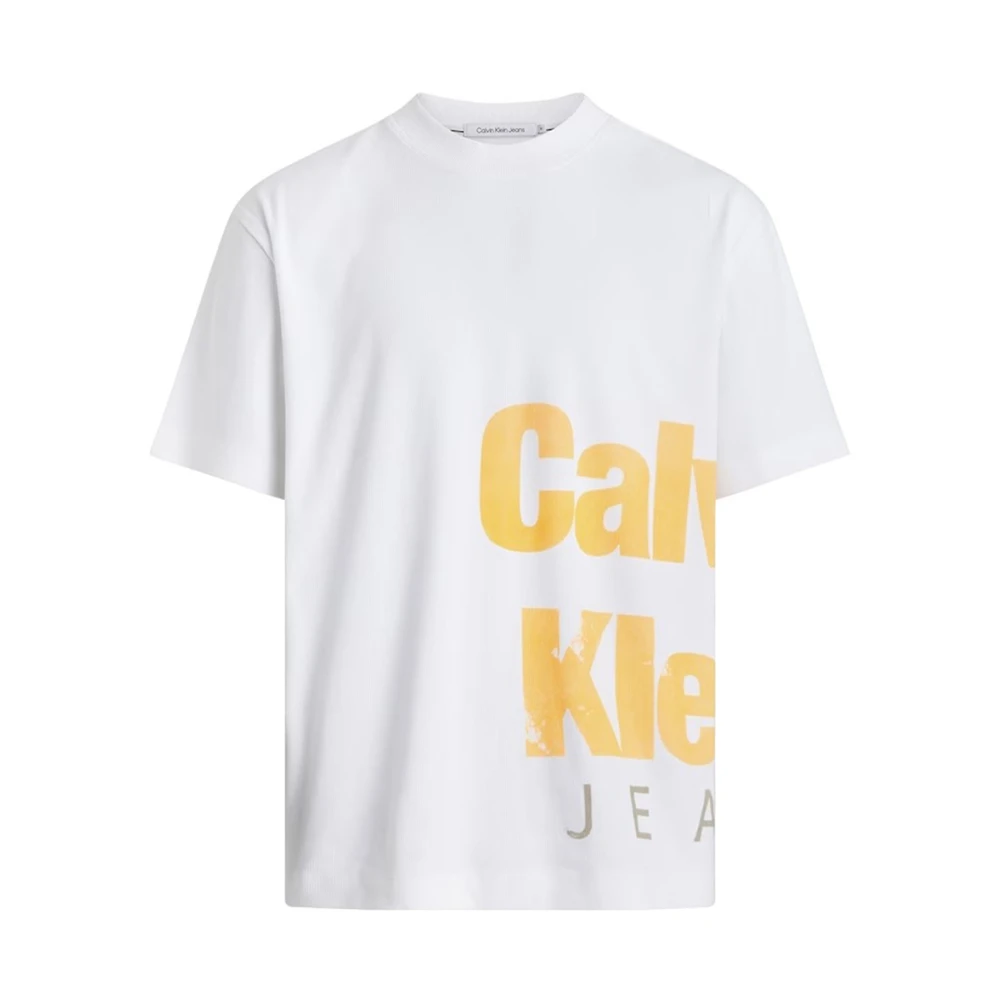 Calvin Klein Jeans Opvallend Varsity T-shirt met Oversized Logo White Heren