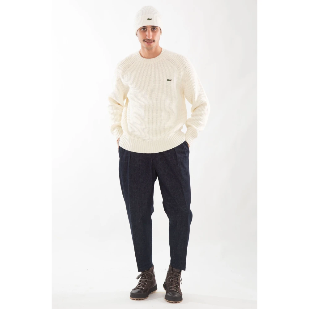 Lacoste Ribgebreide Raglan Trui Beige Heren