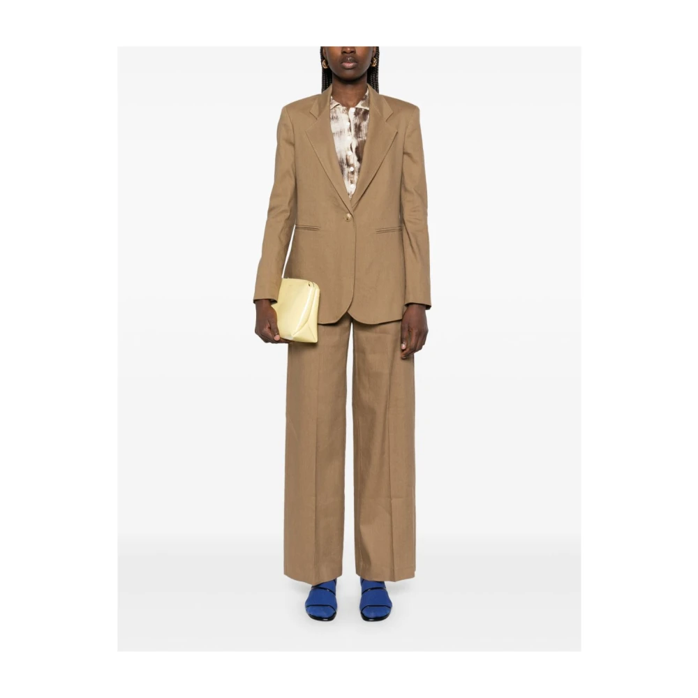 Alysi Bruine Broek met Olijfgroene Details Brown Dames
