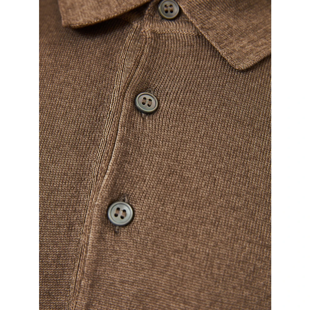 Gran Sasso Wollen Polo Shirt Gemaakt in Italië Beige Heren