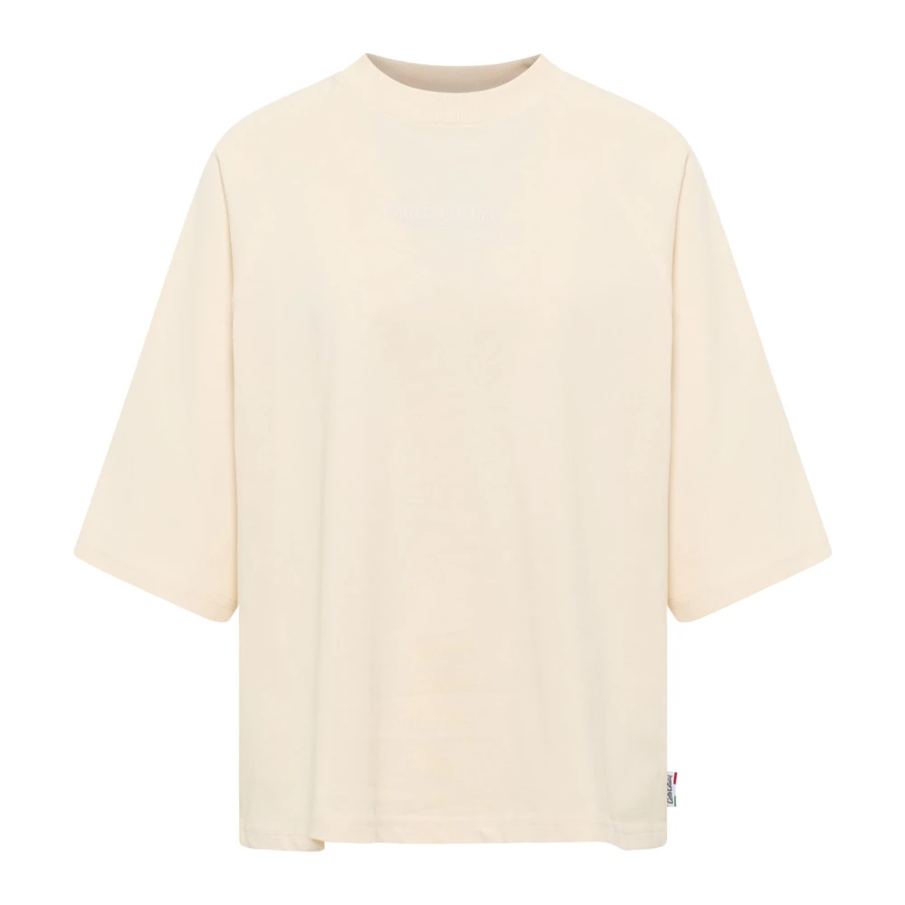 Carlo Colucci Women's Beige Premium Family Oversize T-Shirt - T-Shirts - M - Tops