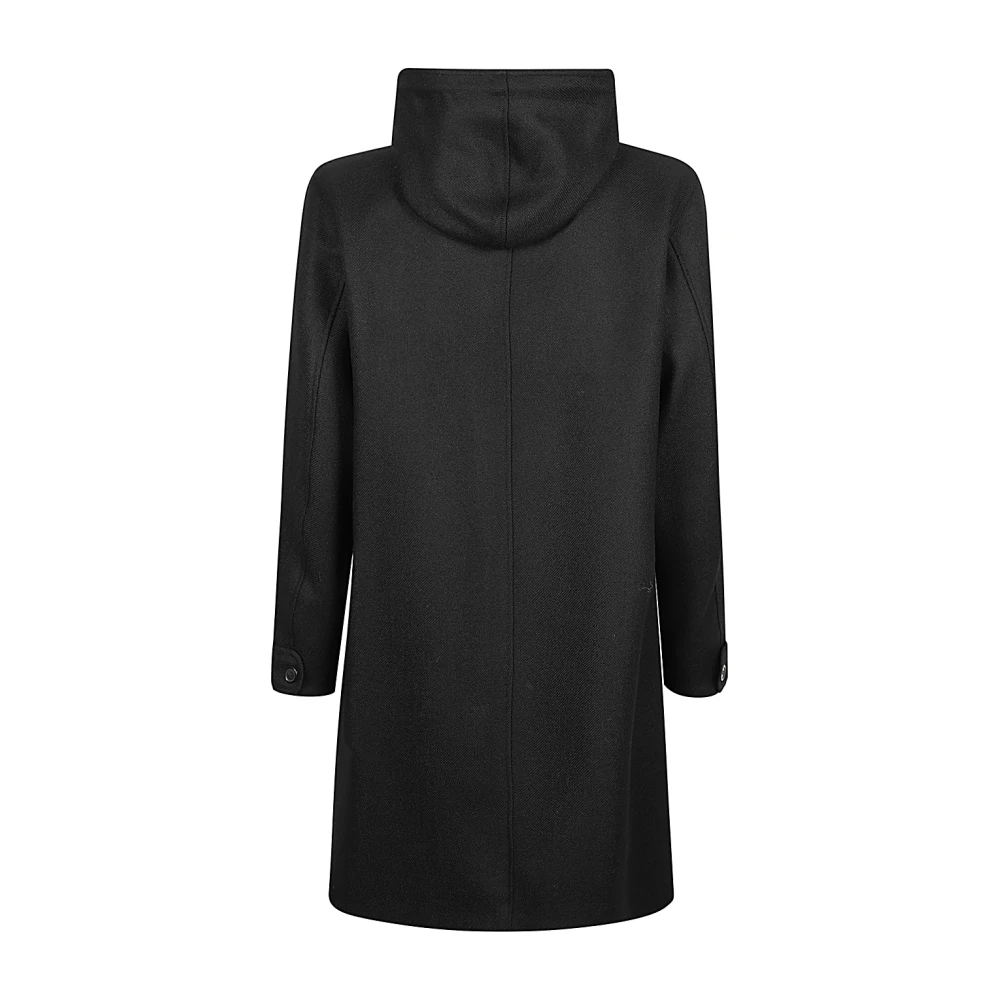 Mauro Grifoni Zwarte wollen capuchonjas Black Heren