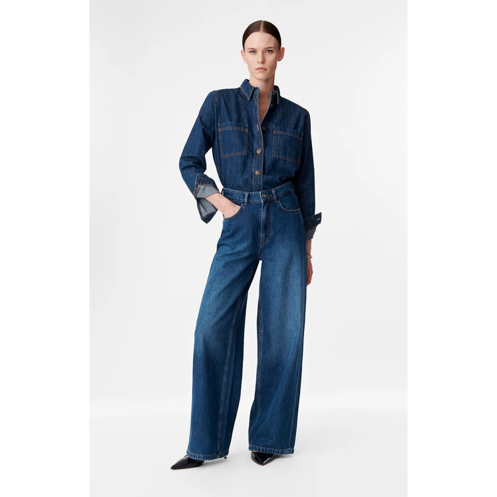 Vanessa Bruno Wijd uitlopende jeans met hoge taille Blue Dames