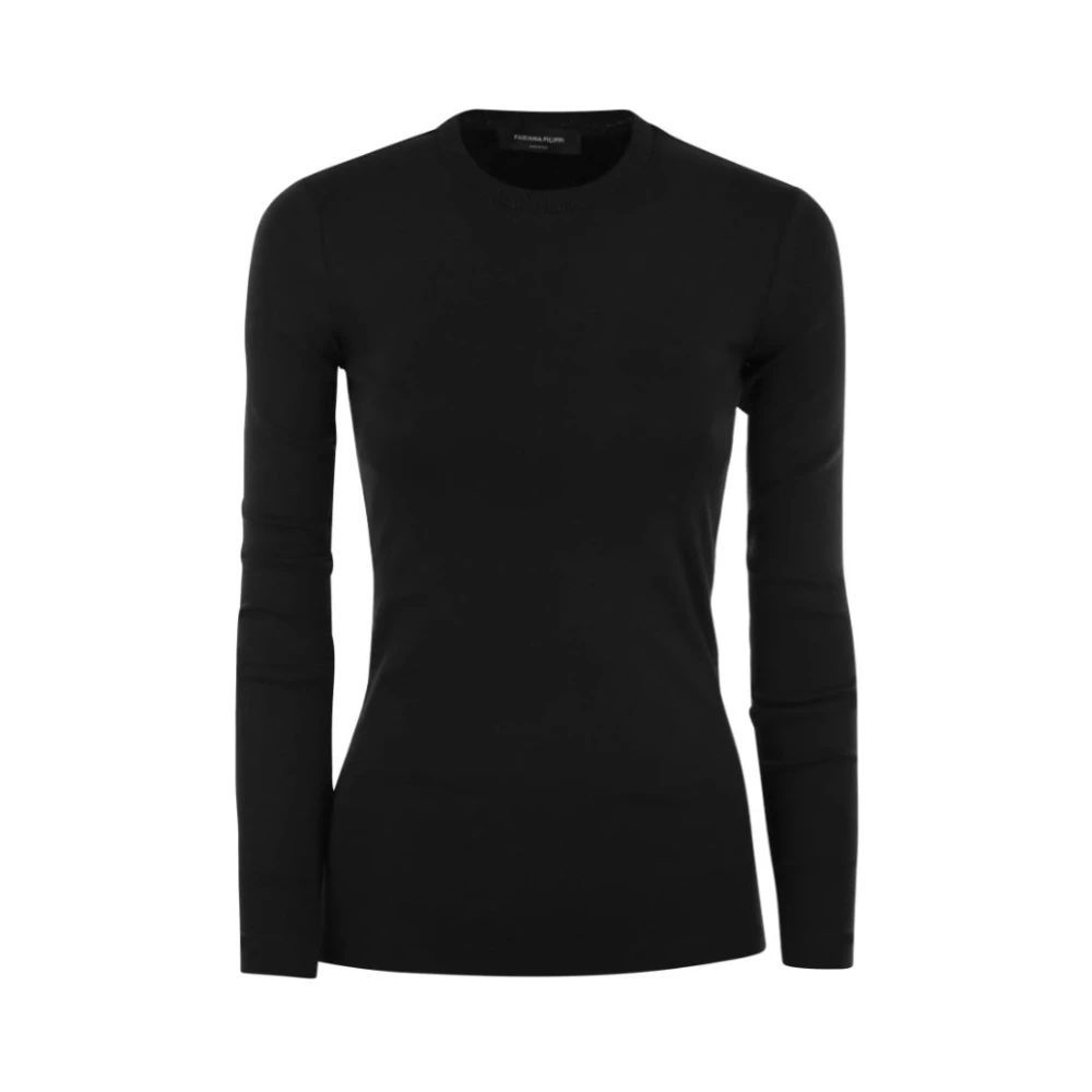 Fabiana Filippi Geribbelde Longsleeve Top Black Dames