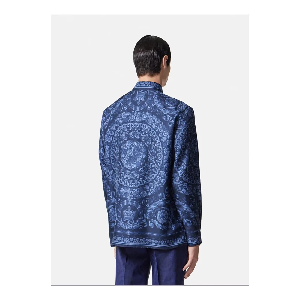 Versace Barok Informeel Overhemd Blue Heren