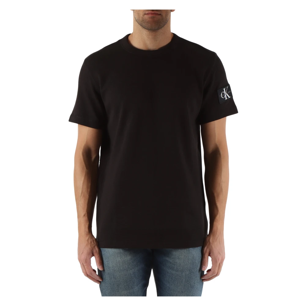 Calvin Klein Jeans Geborduurd katoenen T-shirt Black Heren
