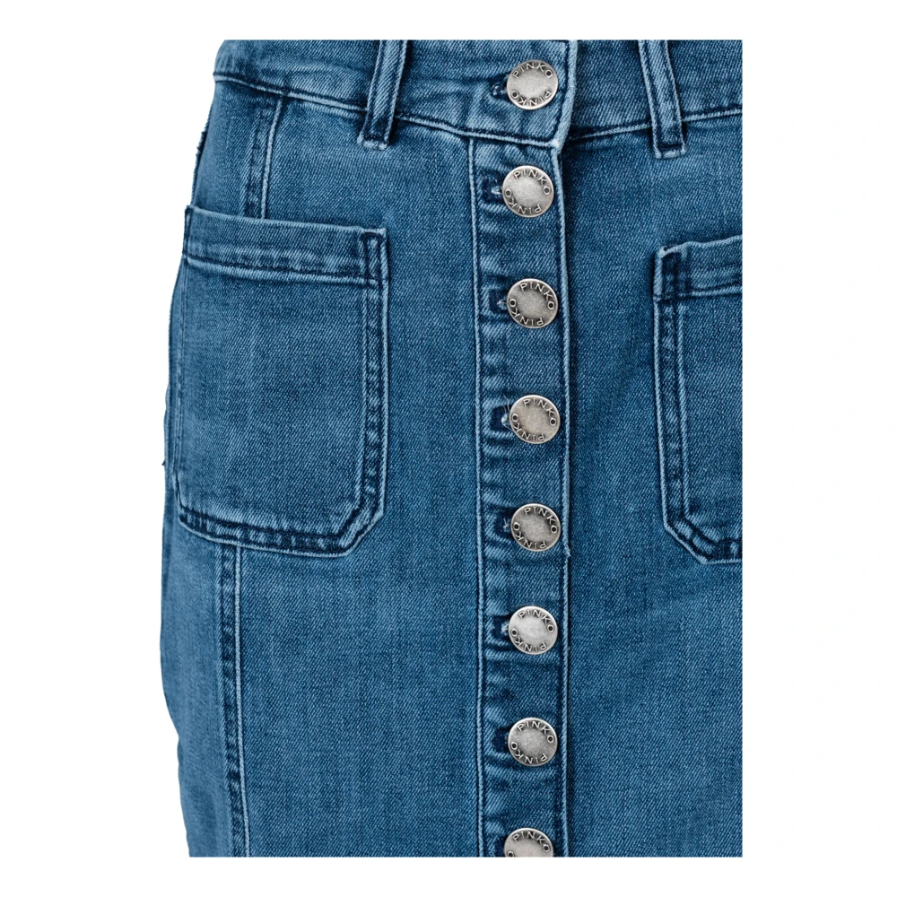 pinko Midi Rok met Logoknopen Blue Dames