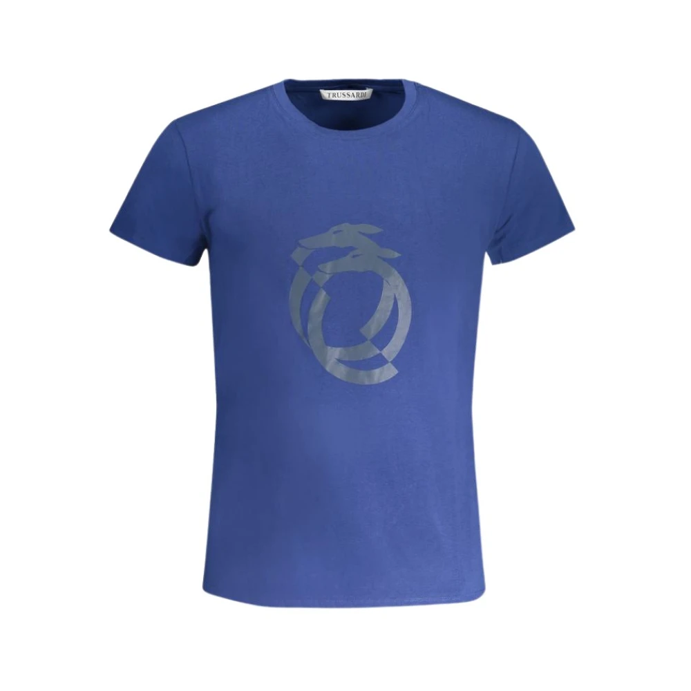 Trussardi Blauw T-shirt met korte mouwen en logo Blue Heren