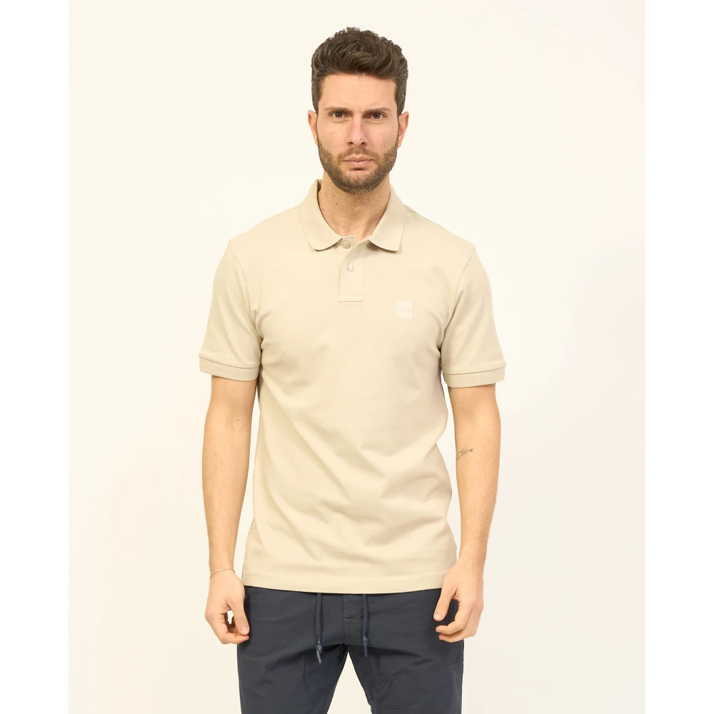 Boss Beige Polo Passenger Korte Mouw Shirt Beige Heren