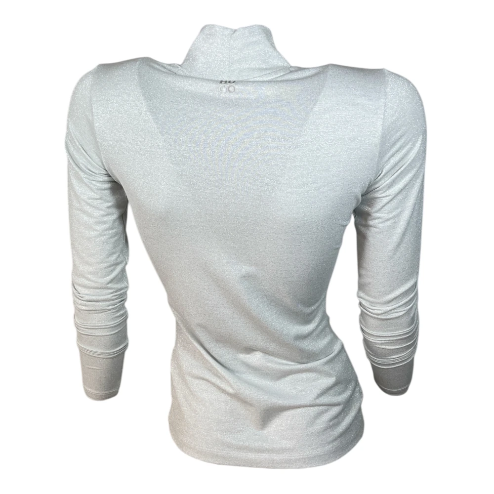 Hugo Boss Metallic Damen Top met opstaande kraag Beige Dames