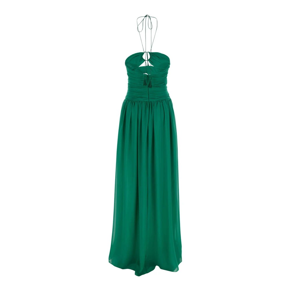 Tom Ford Groene Zijden Halternek Jurk met Front Cut-Out Green Dames