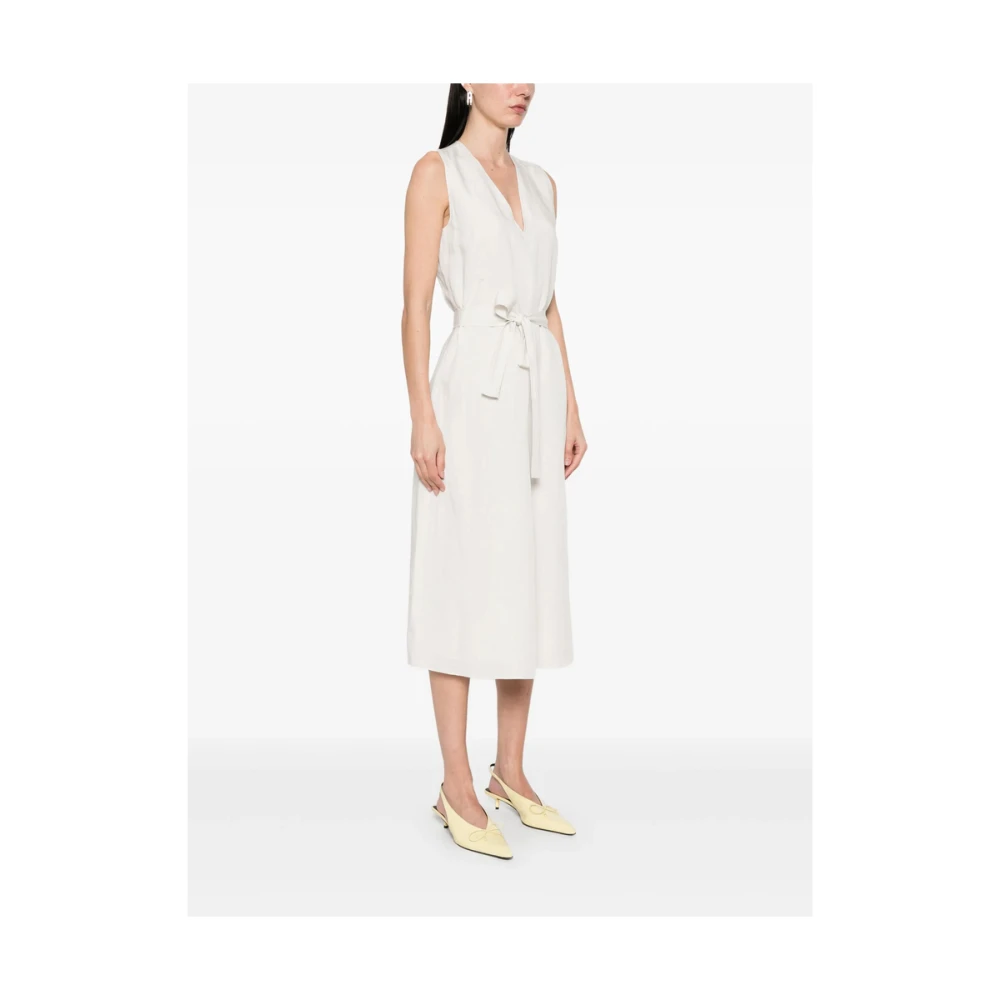Calvin Klein Witte V-hals Jurk met Volledige Voering White Dames