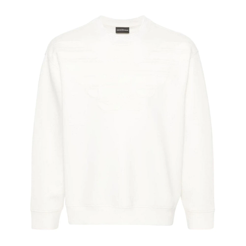 Emporio Armani Men's White Cotton Sweatshirt With Eagle Logo