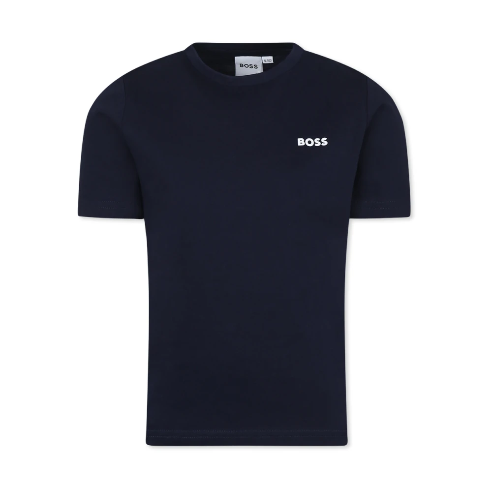 Hugo Boss Blå Bomull T-shirt med Logo Blue, Unisex