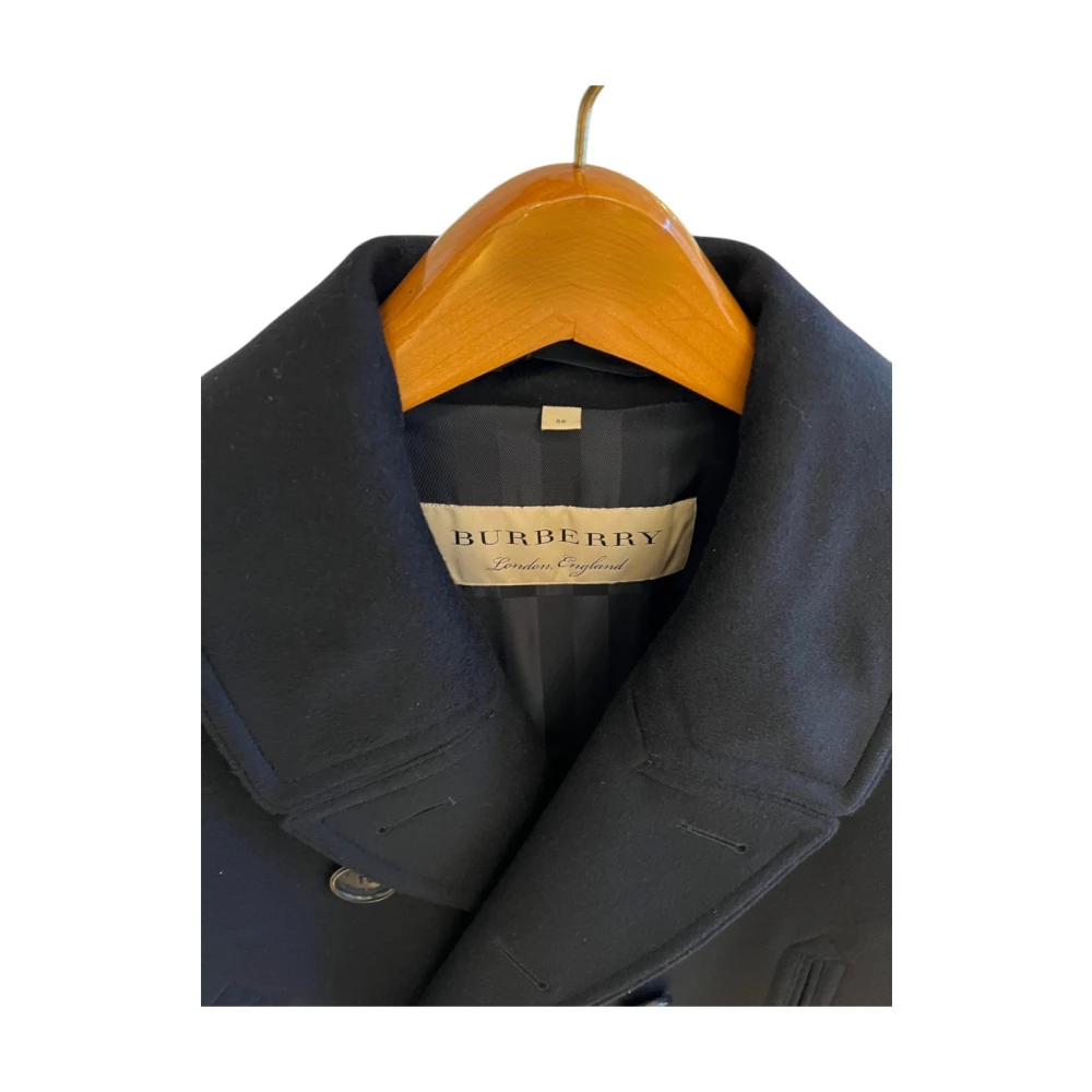 Burberry Kasjmierwollen jas met hoornknopen Black Heren