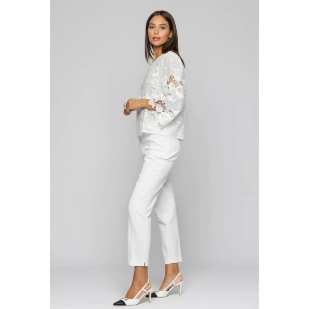 Kocca Bloemen Geborduurde Katoenen Blouse White Dames